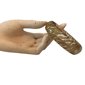 Vintage Lucite Clear Gold Flames Cuff Bracelet